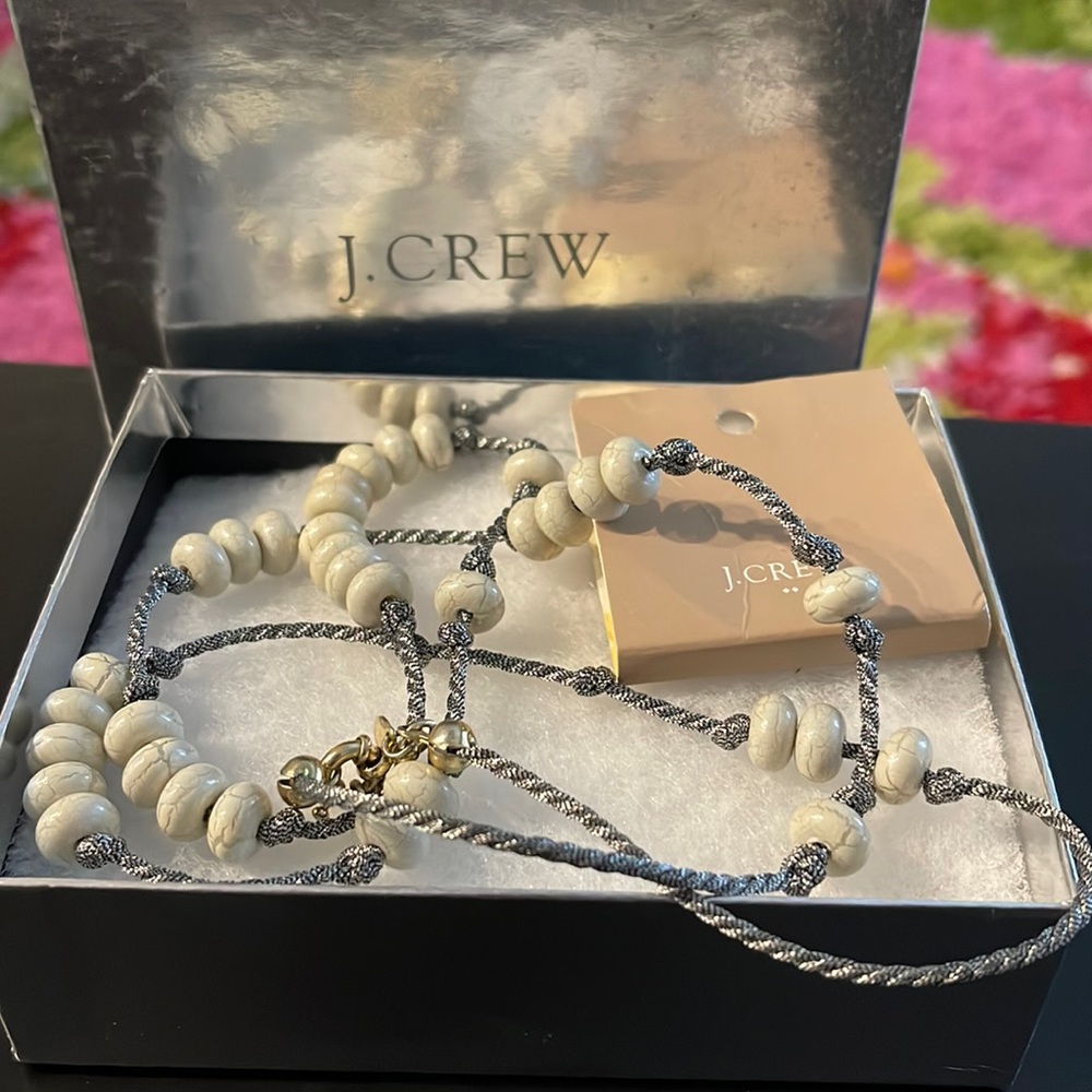 J Crew Factory knotted rope bead necklace
